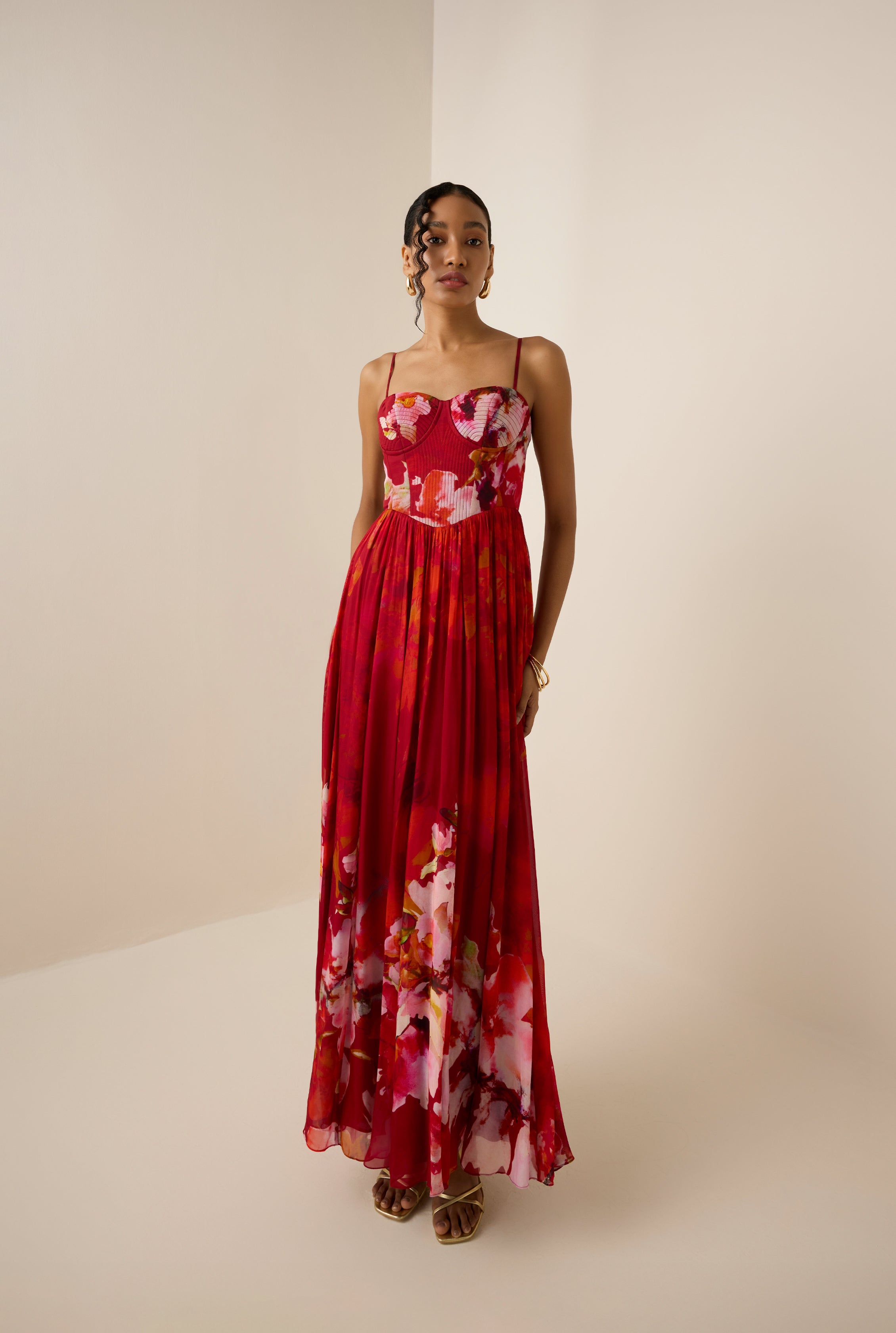 hemant and nandita long dress Tuhi S Size:10.0 Made In India Dark hot-coral What Jacket to Wear