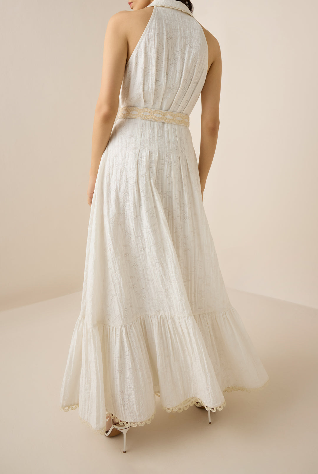 high low maxi dress in white hemant and nandita Anvi Maxi Dress