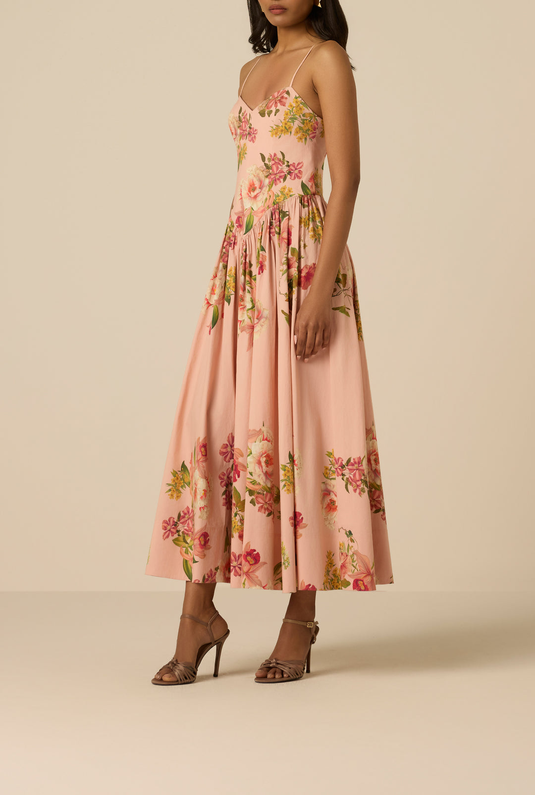 corset style dress midi Corset Bodice Satin A-Line Midi Dress