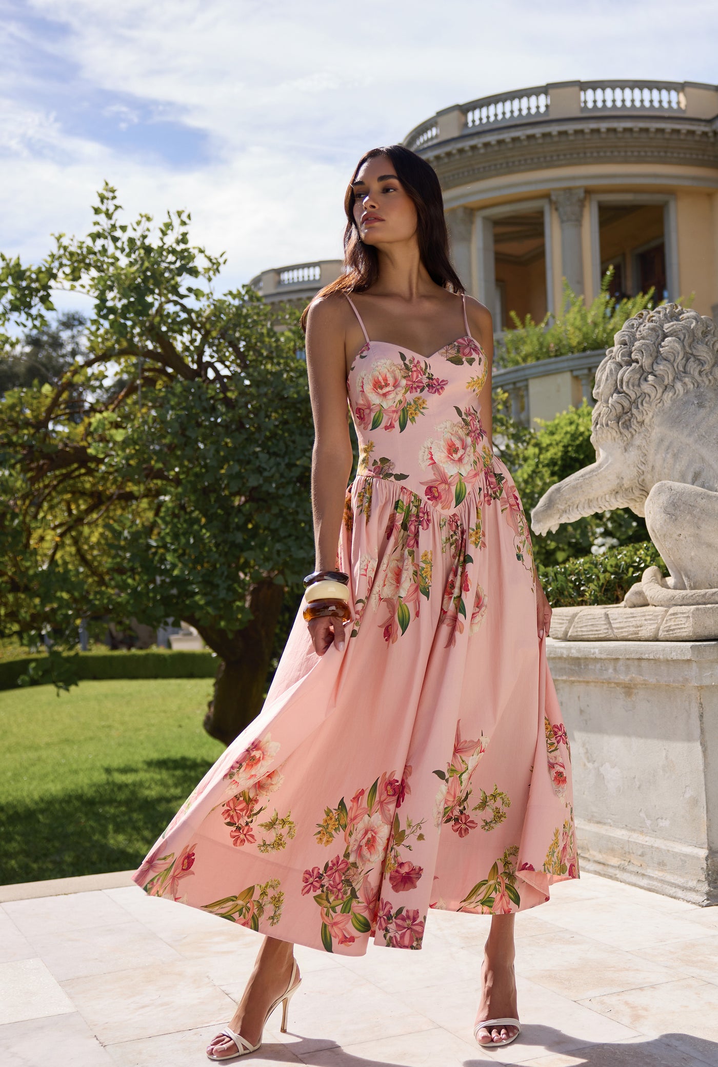 corset midi dresses Ayla Dress – Hemant & Nandita Color:Rose Champagne EOSS_SALE_23 The Lucia Corset Midi Yellow Tiered A Line