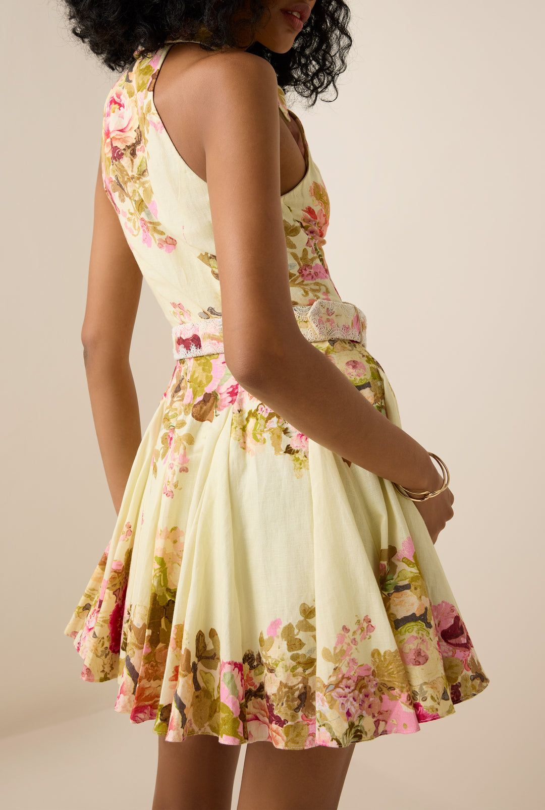hemant and nandita sama long dress HEMANT AND NANDITA Sama Cowl Neck Long Dress in Peach Floral