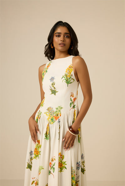 Baku Boat-Neck Midi Dress – Hemant & Nandita
