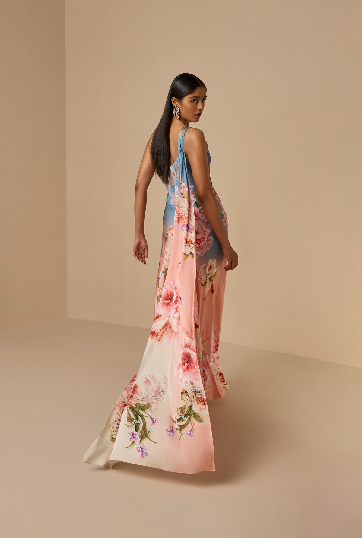 hemant & nandita kavi one shoulder satin maxi dress Aura One Shoulder Maxi Dress