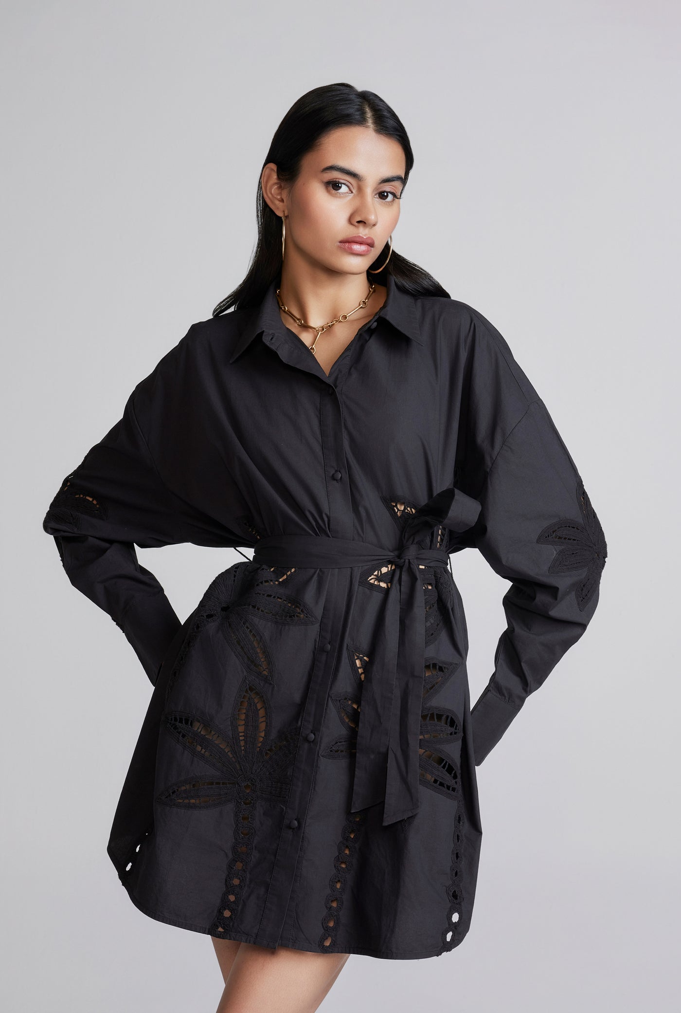 Lani Black Shirt Dress