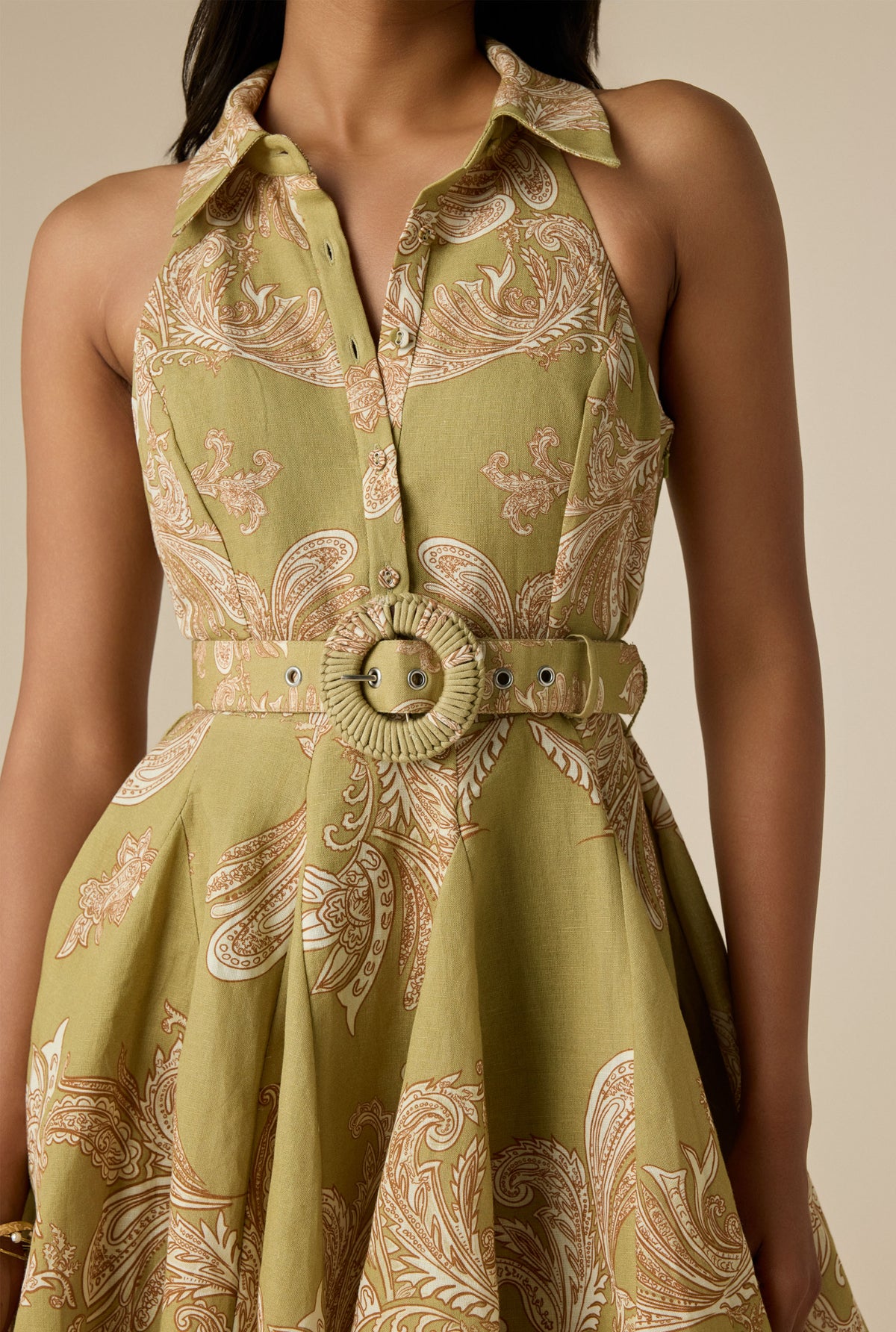 hemant and nandita short dress with buckle belt Hemant & Nandita Adya Short Dress in Off-White Off White / M