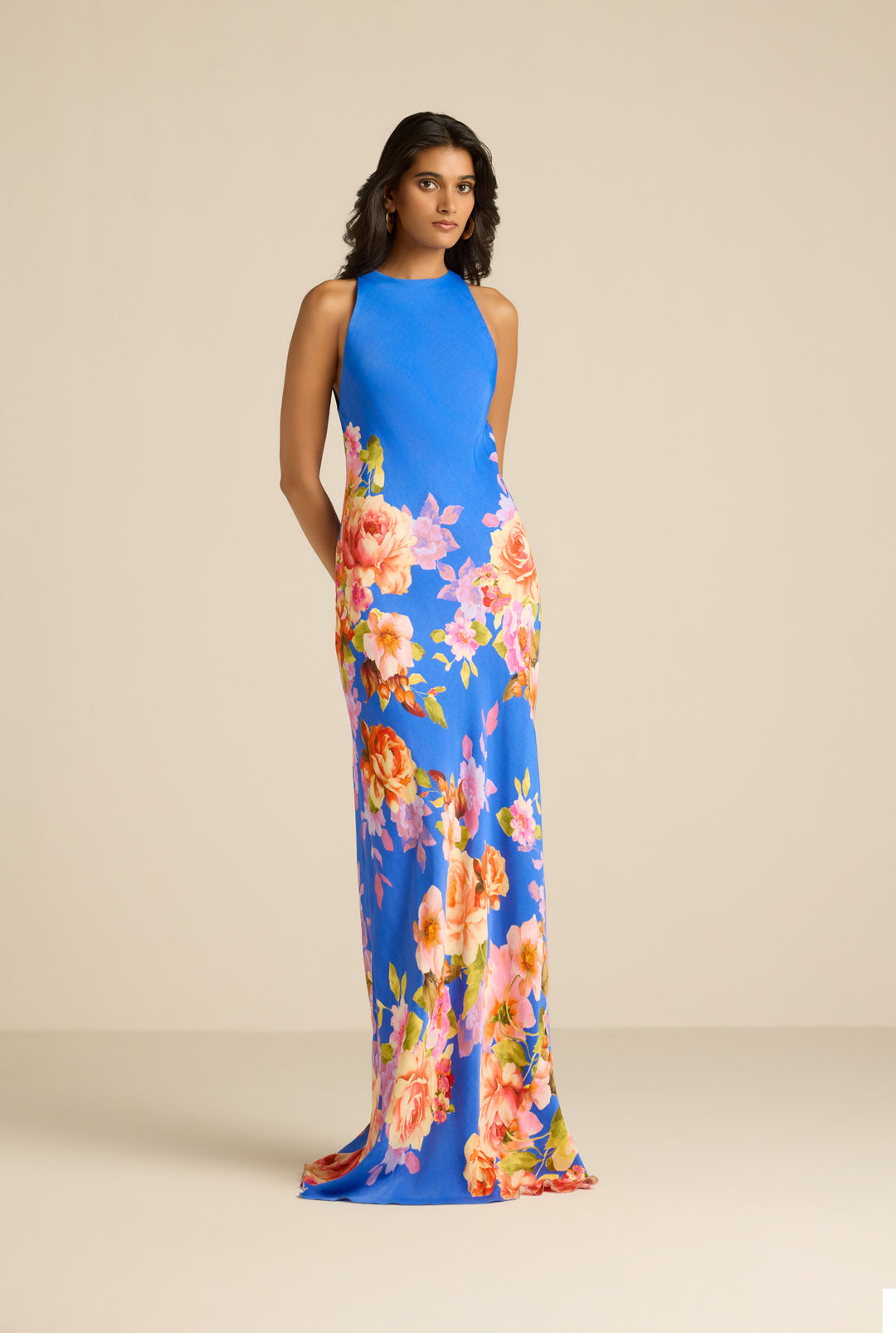 hemant nandita dress & One Shoulder  TrenLend 100% Viscose Lining Hemant and Nandita Halterneck Maxi