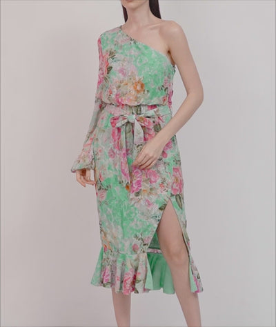 Anka One Shoulder Midi Short Dress